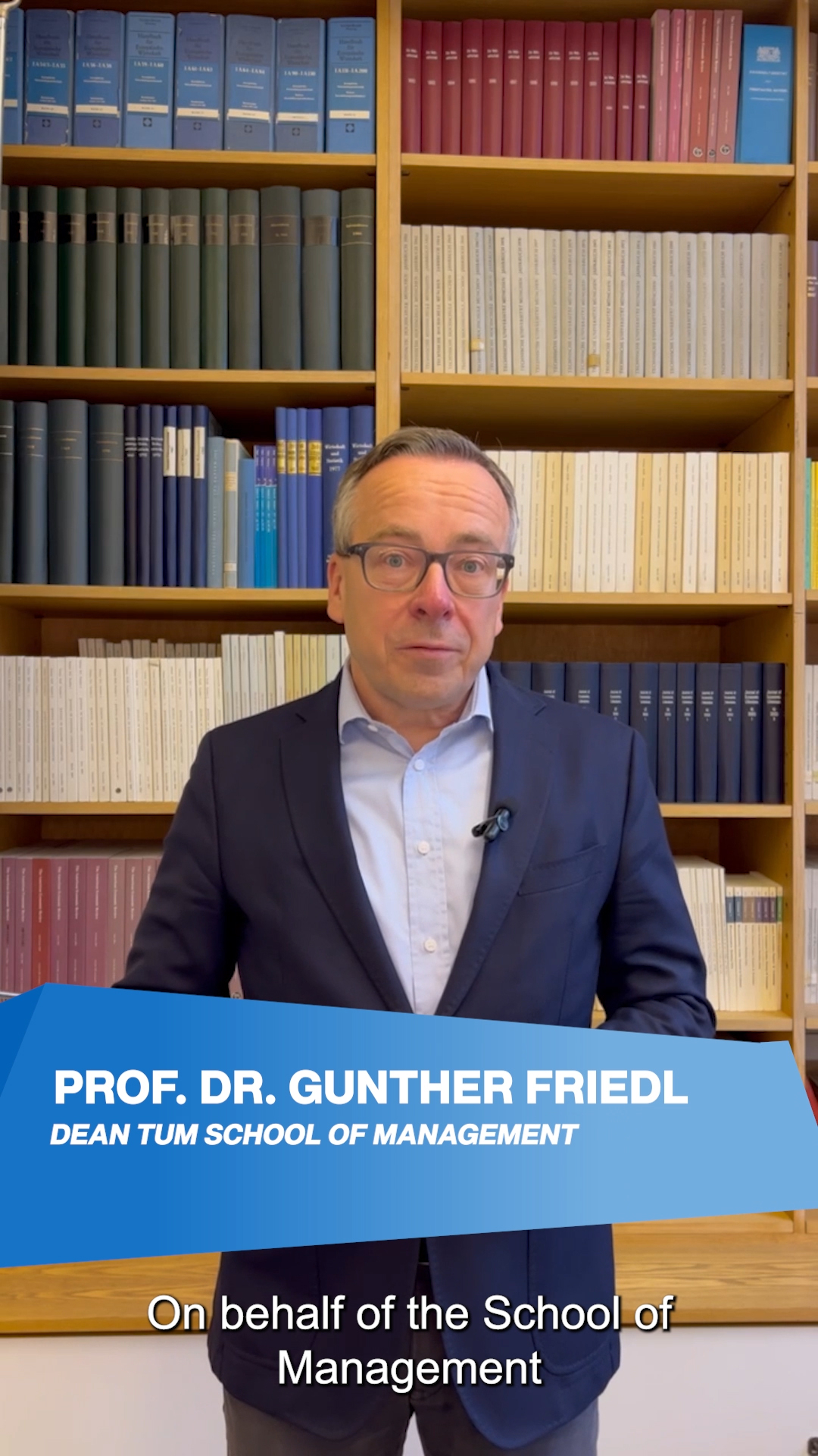 Professor Gunther Friedl, Dean of the TUM School of Management