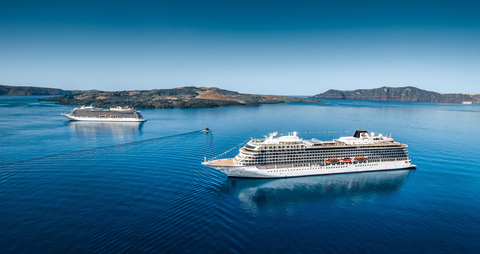 For the fourth consecutive year, Viking has been named Best Luxury Cruise Line, Best Cruise Line for Couples and Best Cruise Line in the Mediterranean by U.S. News & World Report in the publication’s 2025 Best Cruise Line rankings. Pictured here, two sister ships in Viking’s award-winning ocean fleet in Santorini, Greece. For more information, visit www.viking.com. (Photo: Business Wire)