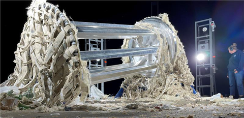 Sierra Space's LIFE 10 article, in an Ultimate Burst Pressure (UBP) test conducted on October 29, 2024, ruptured at the highest pressure yet, 255 psi, and was the highest loading to date of any test article in the three-year restraint layer certification test campaign. (Photo: Sierra Space)