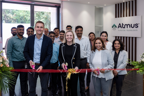 Jack Kienzler, Steph Disher and Avani Shah join Atmus employees at the inauguration of the Pune Technical Center (Photo: Business Wire)