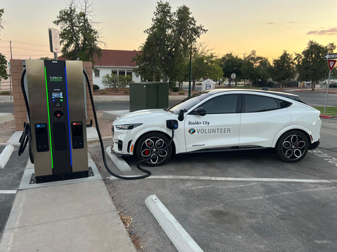 Boulder City Police Car from EV Fleet Powering Up from TurnOnGreen Charging Station @2024 Photo Courtesy of TurnOnGreen, Inc. All rights reserved