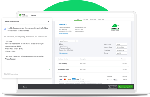 Intuit Assist for QuickBooks Email to Invoice (Photo: Business Wire)