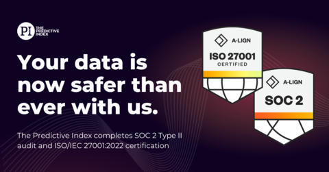 Your data is now safer than ever with us. The Predictive Index completes SOC 2 Type II audit and ISO/IEC 27001:2022 certification.(Graphic: Business Wire)