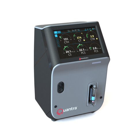 The Quantra Hemostasis System with QStat Cartridge provides comprehensive blood analysis detailing hemostasis in the operating room in less than 15 minutes and is FDA-cleared for cardiovascular surgery, trauma, liver transplantation, and major orthopedic surgery. (Photo: Business Wire)