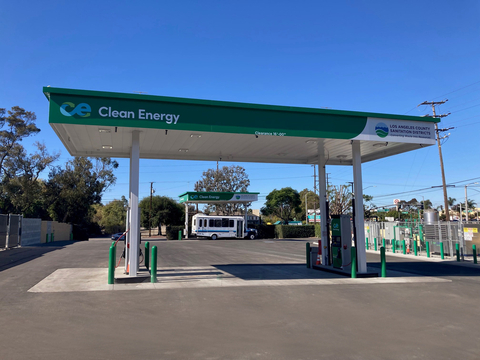 Clean Energy's expanded renewable natural gas fueling station in Carson, CA (Photo: Business Wire)