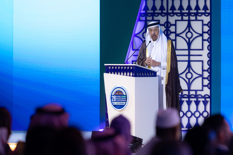original Saudi Minister of Investment, H.E. Khalid A. Al-Falih, addresses delegates at the 28th World Investment Conference in Riyadh, Saudi Arabia. (Photo: AETOSWire)