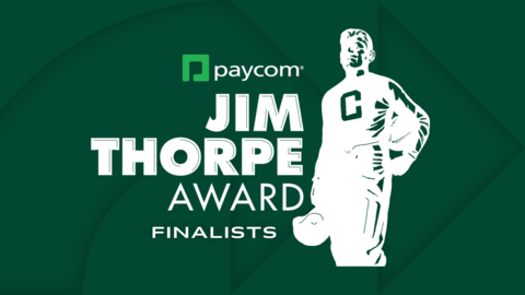 Oklahoma Sports Hall of Fame (OSHOF) and Jim Thorpe Association is proud to release the finalists for the 2024 Paycom Jim Thorpe Award. (Graphic: Business Wire)