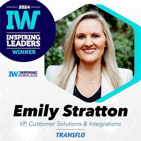 Emily Stratton, VP of Customer Solutions and Integrations at Transflo, won an Inspiring Leaders Award from Inspiring Workplaces Group in the Senior Leadership category. (Photo: Business Wire)