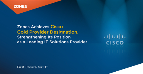 Exciting News! Zones has achieved the prestigious Cisco Gold Provider designation! This milestone underscores our commitment to delivering top-tier IT solutions, empowering businesses to achieve their digital transformation goals. Explore how our expertise can transform your IT strategy: Zones: First Choice for IT #CiscoGoldProvider #ITSolutions #DigitalTransformation #ZonesInnovation #FirstchoiceforIT (Graphic: Business Wire)