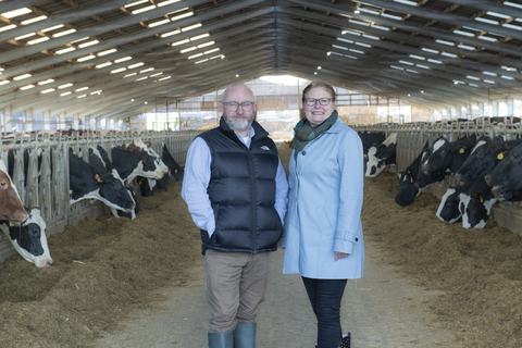 thumbnail Left to right are Ross McDermid (CCO) AND Fiona Marshall (CEO) of Biotangents. Technology developed by the Scottish biotech, which has announced its latest investment round, is set to revolutionise the dairy farming industry with the world’s fastest on-farm, point-of-care diagnostic device aimed at addressing disease in dairy cows. Bovine mastitis alone is estimated to cost the global dairy farming industry around £20 billion every year, costing the average UK dairy farm up to £25,000 per annum. (Photo: Business Wire)
