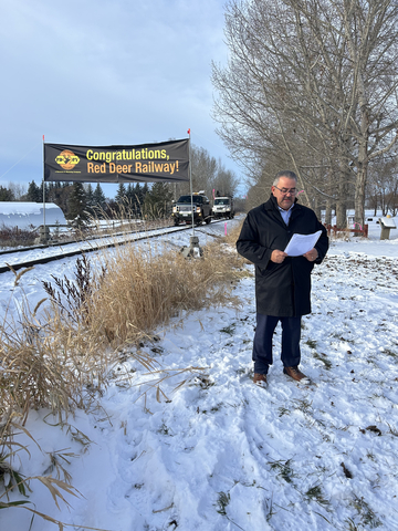 Rick McLellan, president of G&W’s Canada operations, inaugurates Red Deer Railway (RDR). (Photo: Business Wire)