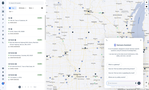 Samsara Assistant is an interactive generative AI tool that empowers operations teams with critical, timely information at their fingertips. (Graphic: Business Wire)