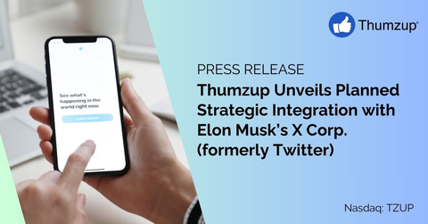 Thumzup to integrate with X (Graphic: Business Wire)