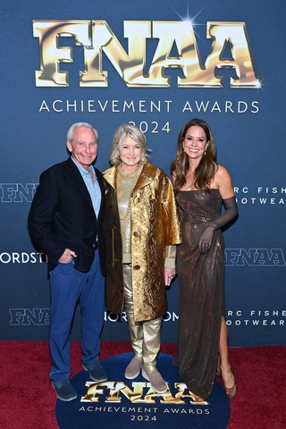 original Skechers ambassadors Martha Stewart and Brooke Burke joined Skechers COO David Weinberg at the Footwear News Achievement Awards (FNAAs) 2024. Skechers was honored with FNAA's Icon for Social Impact Award for its decades of global humanitarian support for children, families and animals in need. Martha Stewart also received the FNAA's Icon Award at the event. Photo Credit: Getty Images for Footwear News @footwearnews | #FNAA