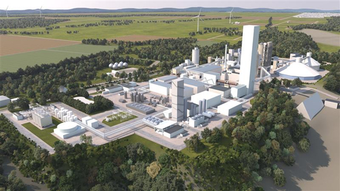 A rendering of Heidelberg Materials’ cement production facility in Geseke, Germany. (Photo: Business Wire)