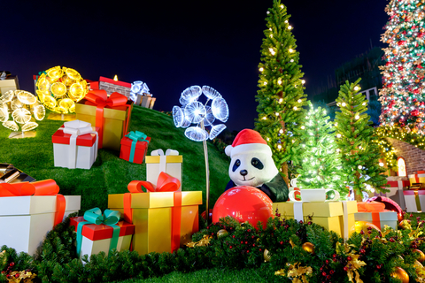 Gifts, glowing trees and iconic panda mascots decorate Hong Kong WinterFest. Photo courtesy HKTB