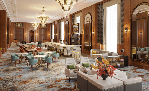 Rendering of the Hilton Milwaukee's revitalized original lobby bar, The Monarch Lounge. (Photo: Business Wire)