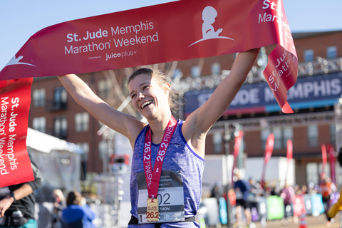 Full marathoner Johanna Wistokat of Memphis, Tenn., finished with a winning time of 2:54:45. Supporters of St. Jude Children’s Research Hospital participate in the 2024 St. Jude Memphis Marathon Weekend presented by Juice Plus+ on Saturday, December 7, 2024 in Memphis, Tenn. More than 22,500 participants representing all 50 states and more than 82 countries, including more than 1,800 patient family members are participating in the event. Since its inception, the St. Jude Memphis Marathon has raised more than $138 million for the life-saving mission of St. Jude. (ALSAC Photography)