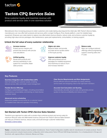 Tacton Service Sales - Product One Pager