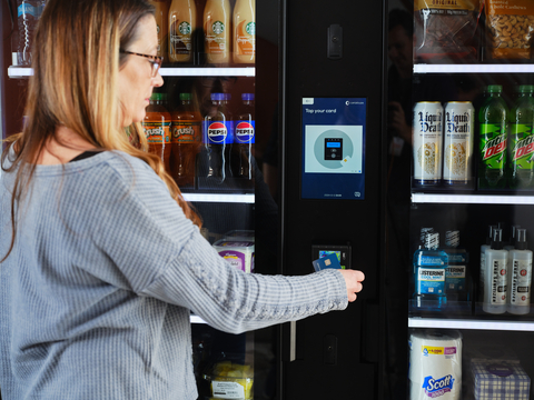 Cantaloupe launches innovative Smart Stores to address key challenges including labor shortages, theft and shrinkage, while maintaining a seamless and inclusive consumer experience. Smart Stores work by unlocking after a customer presents payment at the point-of-sale (POS). The customer then grabs the item(s), which are added to their cart, then completes the purchase by pressing Pay and walking away.(Photo: Business Wire)