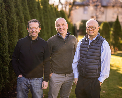 Tasca Leadership (from left to right): David Fisher, M.D., Ph.D., Scientific Co-founder, Milenko Cicmil, Ph.D., Co-founder and CEO, Xu Wu, Ph.D., Co-founder and Director. Credit: Rick Bern Photography