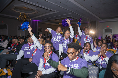 Students from 16 Historically Black Colleges and Universities (HBCUs) participate in The Legacy League Game Show™ at The Center for Financial Advancement’s Money4Life HBCU Leadership Summit sponsored by HomeFree-USA. The Legacy League Game Show™, powered by Experian’s B.A.L.L. For Life™ (www.experian.com/legacy) program, is a live interactive financial empowerment experience that takes financial literacy to the next level. Think “Price Is Right” meets “Tuesday Trivia” and “Family Feud.” Contestants go head-to-head on credit knowledge-related challenges. Experian modernizes conversations about money matters with an MVP host, live DJ and “Timeouts with Tina,” Experian’s credit expert. (Photo: Business Wire)