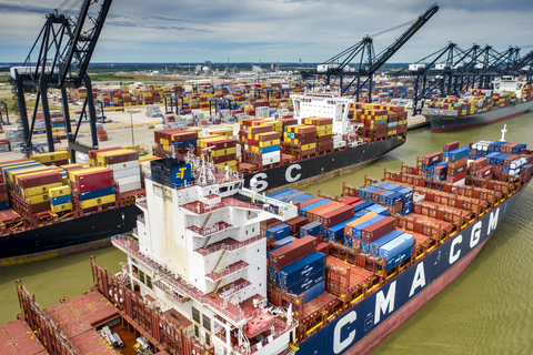 Waterside activity along Port Houston's Bayport Container Terminal. (Photo: Business Wire)