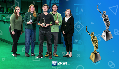 The Mouser Creative Design Team won two platinum awards and one gold award in this year's MarCom Awards for Creativity and Design for their work on Mouser's infographics and eBooks. (Photo: Business Wire)