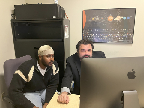 2024 IBM-SPIE HBCU Faculty Accelerator Award in Quantum Optics and Photonics recipient Patrick Flanigan, right, with student Joseph Nduka. (Photo: Business Wire)