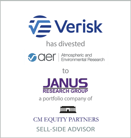 D.A. Davidson & Co. announced today that it served as exclusive financial advisor to Verisk (Nasdaq: VRSK), a leading global data analytics and technology provider, on the sale of its Atmospheric and Environmental Research (“AER”) business to JANUS Research Group (“JANUS”). JANUS is a portfolio company of CM Equity Partners. (Graphic: Business Wire)