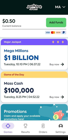 Ordering Mega Millions tickets via the Jackpot.com app has never been easier. (Graphic: Business Wire)