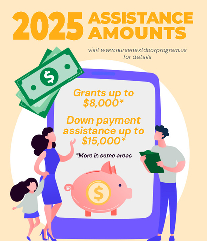 Exciting News for 2025! Nurses and healthcare professionals can now access grants up to $8,000 and down payment assistance up to $15,000 (or more in some areas). Learn more at www.nursenextdoorprogram.us! (Graphic: Business Wire)