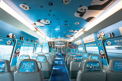 Colourful panda displays are ready to greet visitors on train carriages (Credit: Hong Kong Tourism Board)