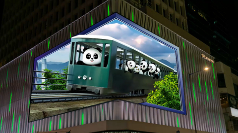 Giant panda-themed naked eye 3D billboards will be dotted around town in high-traffic outdoor locations from January (Mock-up Photo, credit: Hong Kong Tourism Board)