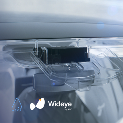 An Aeva Atlas 4D LiDAR sensor integrated behind a custom windshield made by Wideye by AGC. (Photo: Business Wire)