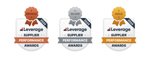 original Recognizing Excellence: The 2025 Leverage AI Supplier Performance Award Badges celebrate outstanding contributions to supply chain efficiency, reliability, and innovation, honoring suppliers with exceptional On-Time, In-Full (OTIF) performance. (Photo: Business Wire)