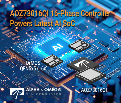 Specifically designed to NVIDIA’s latest OpenVreg16 Phase specifications, the AOZ73016QI delivers a highly efficient, flexible power solution when paired with AOS’ power stages (Graphic: Business Wire)