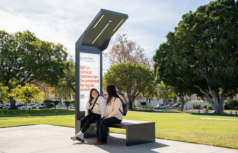 Bluebolt's solar powered charging bench recently installed at California State University Channel Islands in Camarillo, CA. (Photo: Business Wire)