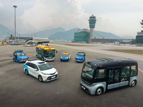 Autonomous vehicles recently displayed at Hong Kong International Airport, including Pony.ai's seven-seat, sixth-generation robotaxi (Photo: Business Wire)