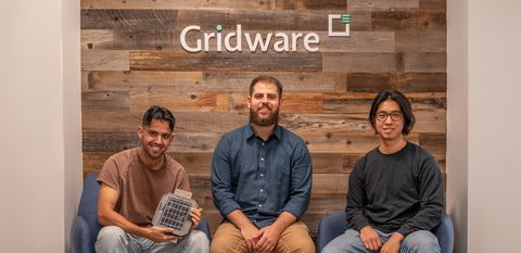 Gridware Founders (left to right) Abdulrahman Bin Omar, Tim Barat, and Hall Chen, with a Gridscope device that provides continuous power grid monitoring to help utilities prepare for and respond to risks. (Photo: Business Wire)