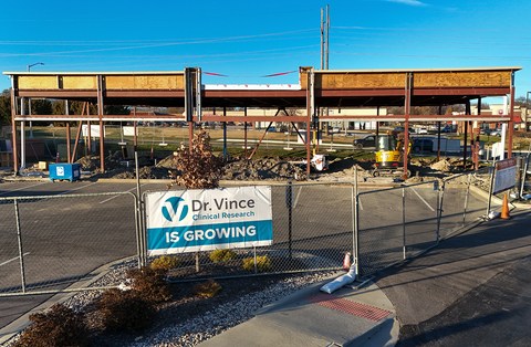 The construction site of the new 5,000-square-foot Dr. Vince Clinical Research administration building in Overland Park, Kansas. (Photo: Business Wire)