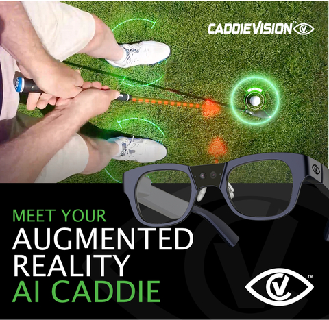 The CaddieVision, a wearable augmented reality AI device for golfers, launches on Indiegogo. (Photo: CaddieVision)