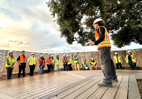 Nextracker applications engineer instructing local SF Bay Area college students. (Photo: Nextracker)