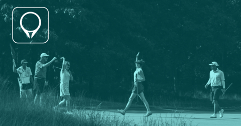 Happy golfers playing in a charity golf event after a made putt. (Graphic: Business Wire)