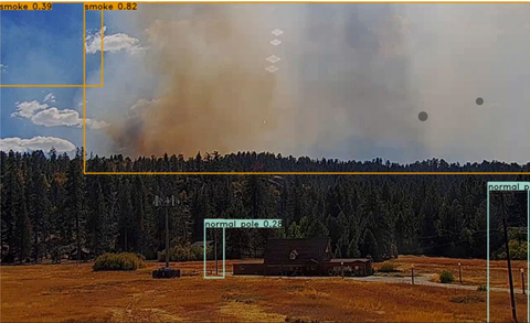 original iSIU monitoring cameras detecting and alerting wildfire smoke from long distance (Photo: Business Wire)