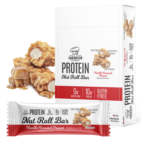original Genius Gourmet NEW Vanilla Caramel Peanut Protein Nut Roll Bar. (Graphic: Business Wire)