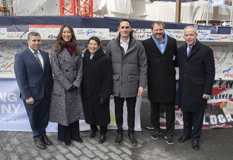 original From left to right: Sal DiDomenico, Massachusetts state Senator; Julie Kim, president of Takeda’s U.S. Business Unit and U.S. Country Head; Connie Chin, chief executive officer at Global Arts Live; Sal Zinno, BioMed Realty Senior Vice President of Development; Tim Schoen, BioMed Realty CEO; and John Fish, Suffolk Construction Chairman & CEO. (Photo: Business Wire)