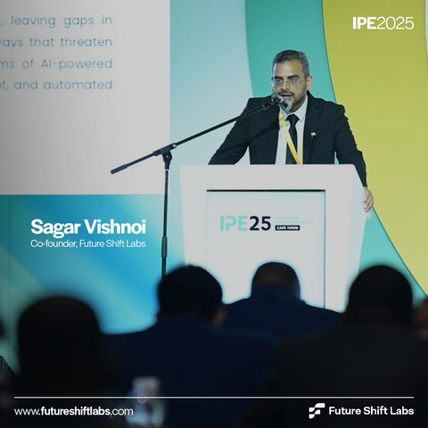 Future Shift Labs Co-founder Sagar Vishnoi addresses IPE25 in Cape Town (Photo: Business Wire)