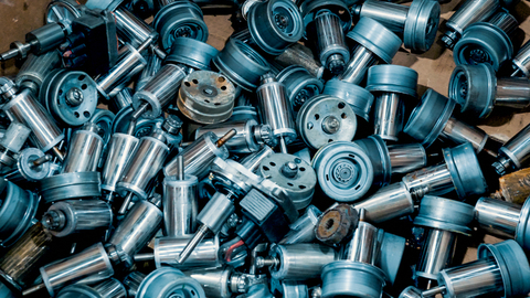 Cyclic Materials extracts REEs from various end-of-life products, including EVs, consumer electronics, and medical equipment. Pictured are recycled EV and hybrid vehicle motors. (Photo: Business Wire)