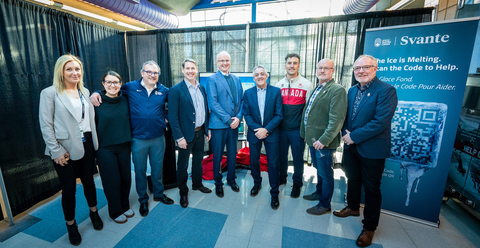 From the left: Colleen Nitta, Director of Marketing & Communications at Svante; Nicole Wilkinson, Director of Business & Member Development at Speed Skating Canada; Robert Dubreuil, General Director at Speed ??Skating Quebec; Brett Henkel, Co-Founder & SVP of Business Development at Svante; Richard Laliberte, COO at Svante; Gaetan Boucher, four-time Olympic Medalist in long track speed skating; Denny Morrison, Olympic Speed Skating Medalist; Ron Weiser, Chair of the Board of Directors at Speed Skating Canada; and Jean Pichette, Board Member at Speed Skating Canada. (Photo: Business Wire)